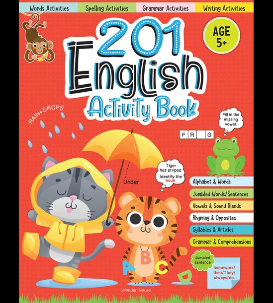 201 English Activity Book - Fun Activities and Grammar Exercises For Children: A book cover
